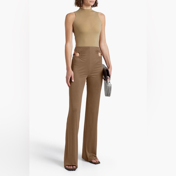 NWT Dion Lee Cutout Cupro-blend Jersey Horse Bit Beige Trouser Pant Size Medium